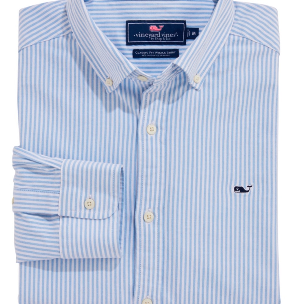 Vineyard Vines Stripe Oxford Whale Shirt Coastline